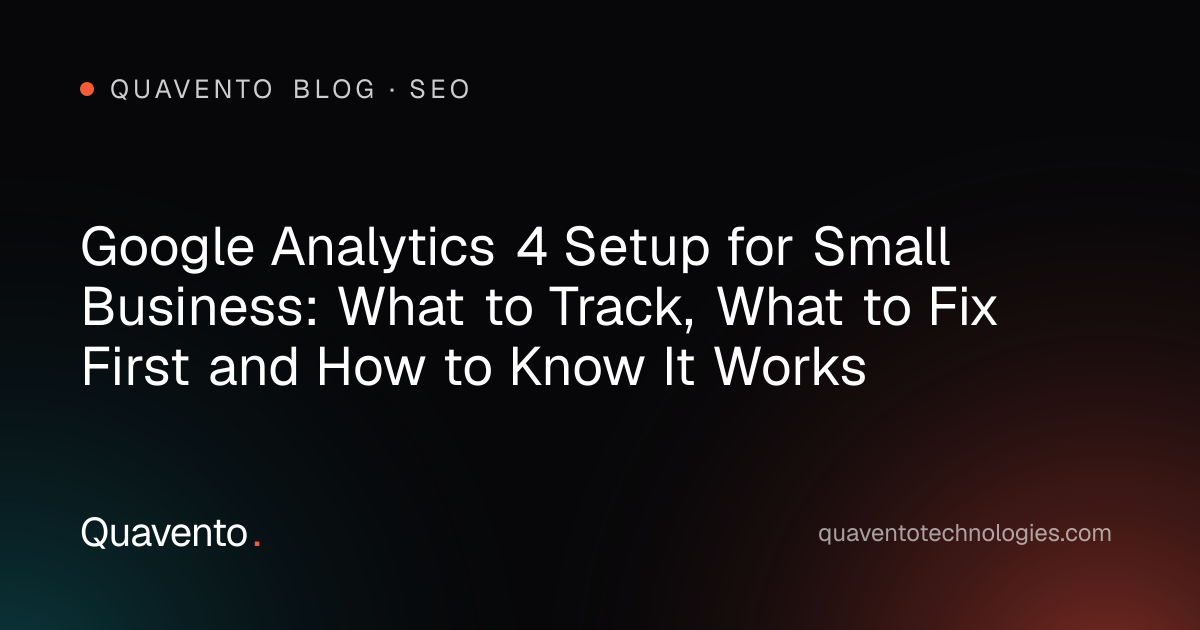 Cover graphic: Google Analytics 4 setup for small business