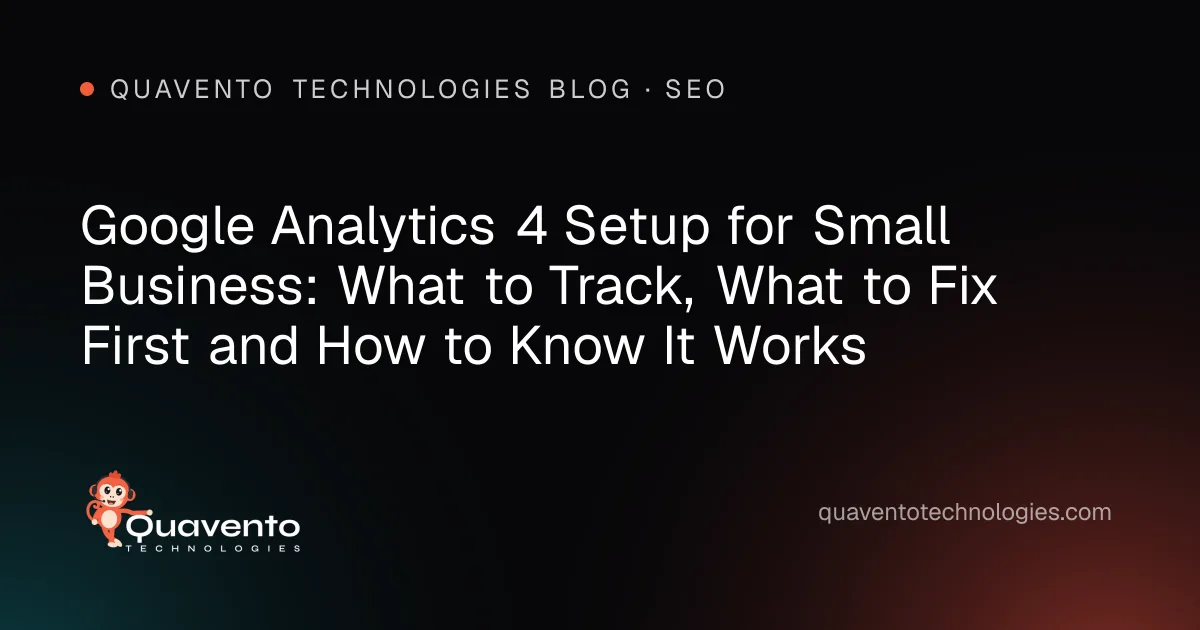 Cover graphic: Google Analytics 4 setup for small business