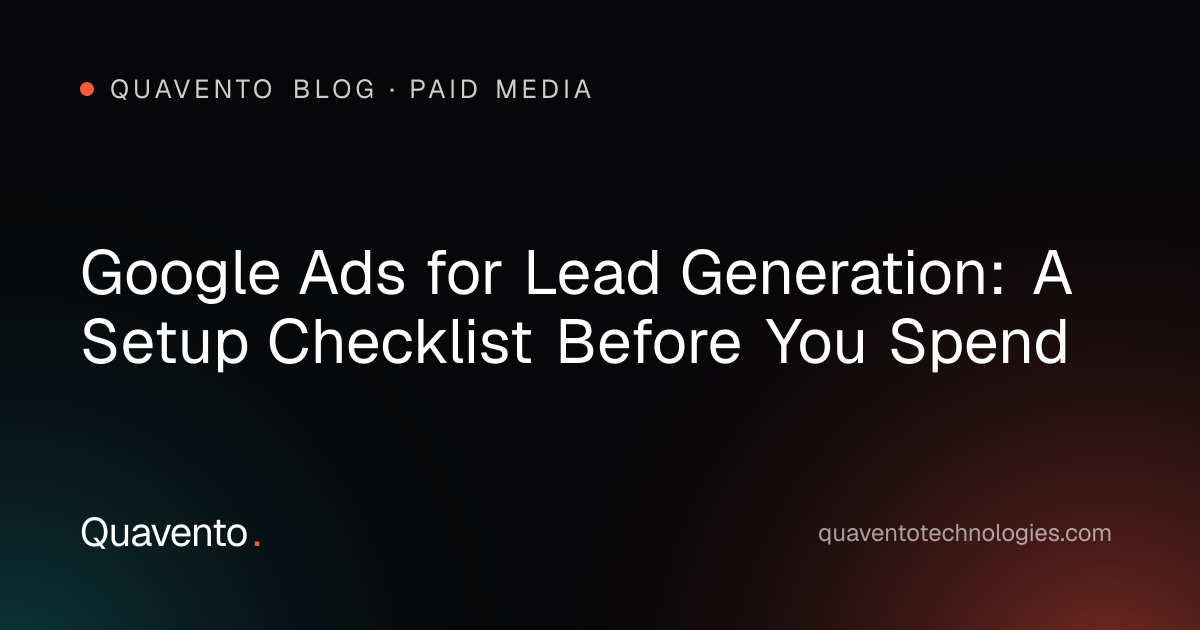 Cover graphic: Google Ads lead generation setup checklist