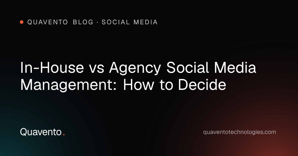 Cover graphic: In-house vs agency social media management