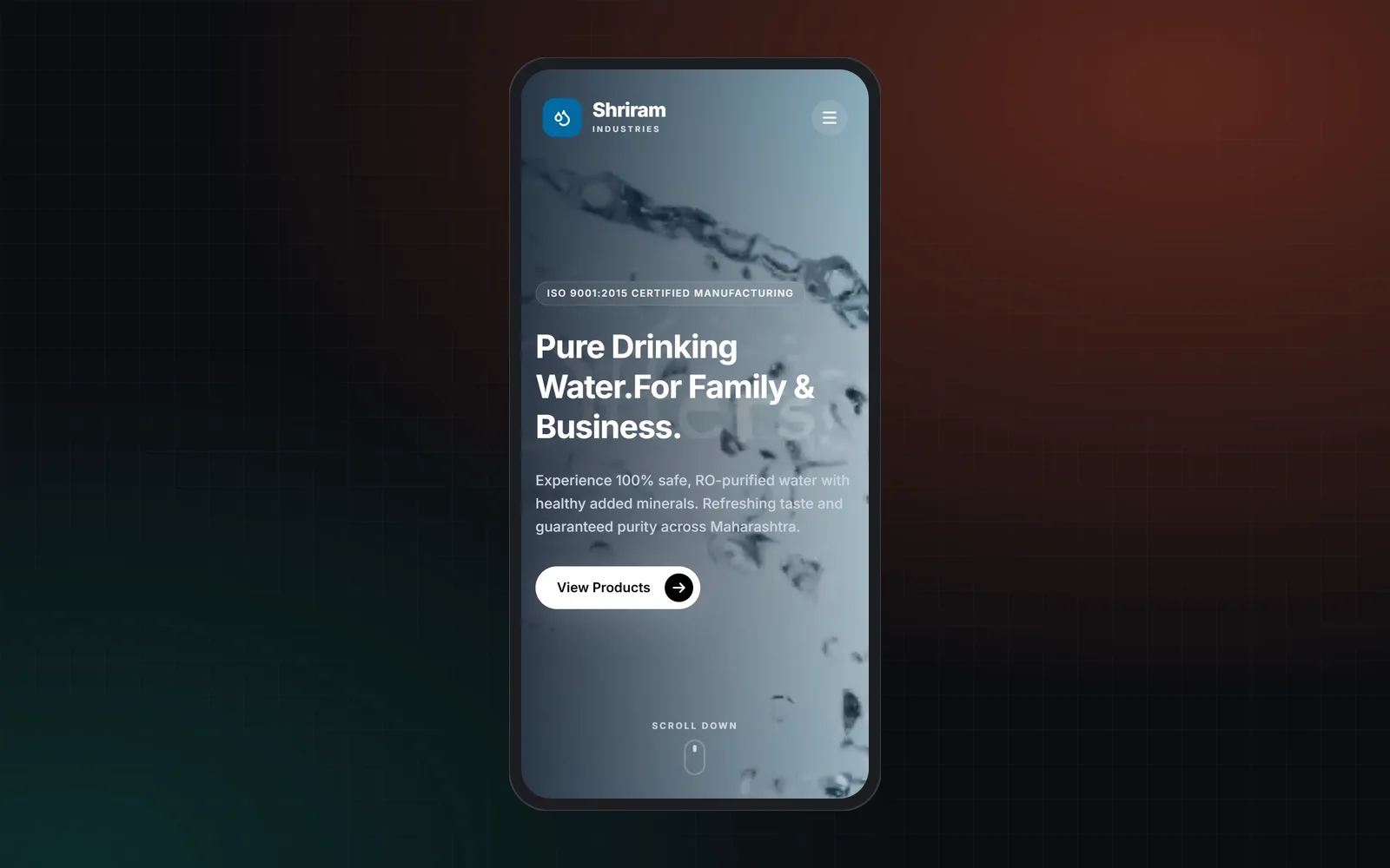Shriram Industries website on a mobile phone